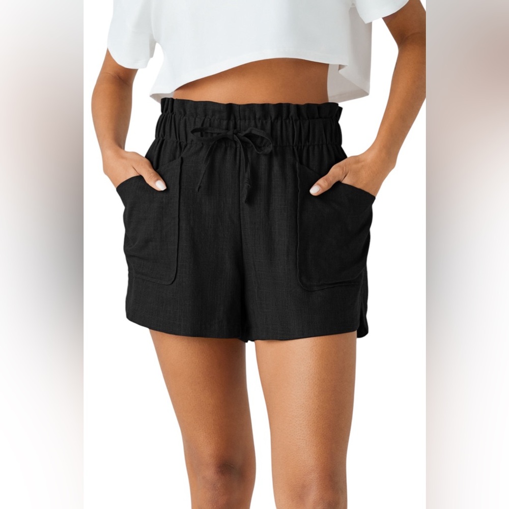 Paper Bag Waist Drawstring Multiple Pockets Curve… - image 3